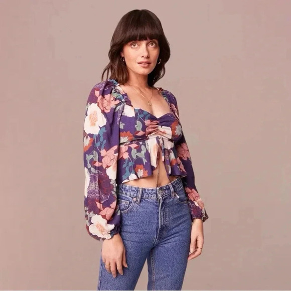 B.O.G. Collective Band of the Free Floriane Floral Long Sleeve Crop Blouse - Picture 4 of 13